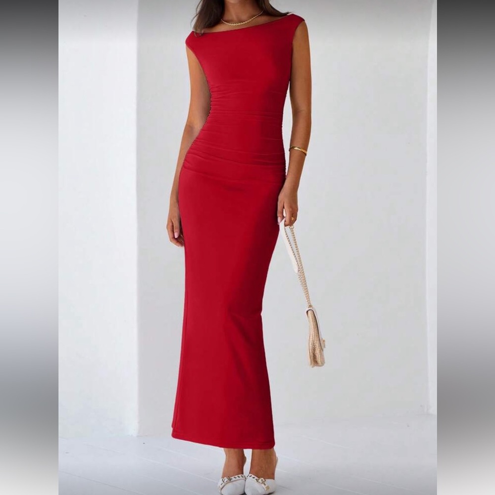 Elegant Red Bodycon Maxi Dress